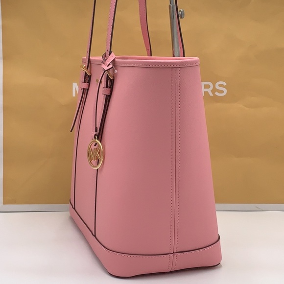 MICHAEL KORS Jet Set Travel Lg Top Zip Shoulder Tote Saffiano Leather Carnation - Picture 2 of 15